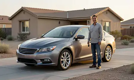 Car delivered to a driveway in Sun Valley, Nevada, United States
