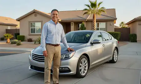 Customer with their delivered car in Sunrise Manor, Nevada, United States