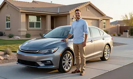 Customer with their delivered car in Whitney, Nevada, United States
