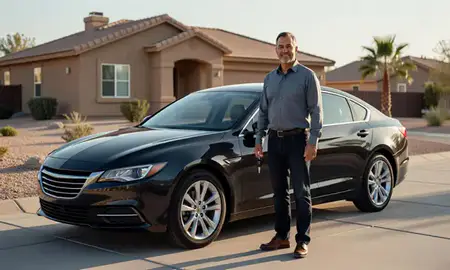 Car delivered to a driveway in Whitney, Nevada, United States