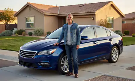 Customer with their delivered car in Winnemucca, Nevada, United States