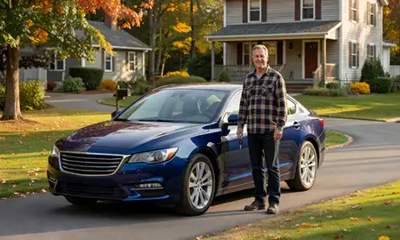 Car delivered to a driveway in Center Ossipee, New Hampshire, United States