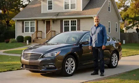 Car delivered to a driveway in Claremont, New Hampshire, United States