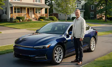 Car delivered to a driveway in Contoocook, New Hampshire, United States