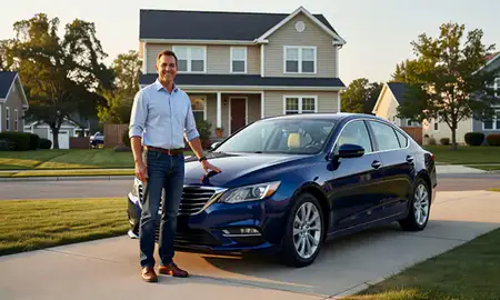 Customer with their delivered car in Dover, New Hampshire, United States