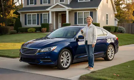 Car delivered to a driveway in Dover, New Hampshire, United States