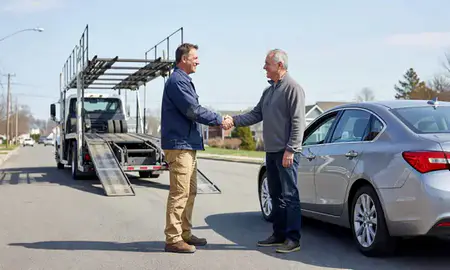 Vehicle owner beside their delivered car in Dover, New Hampshire, United States