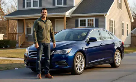 Customer with their delivered car in East Merrimack, New Hampshire, United States