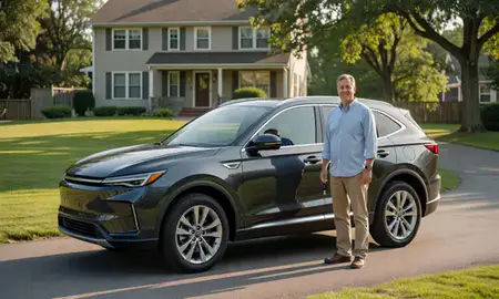 Car delivered to a driveway in East Merrimack, New Hampshire, United States