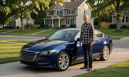 Car delivered to a driveway in Franklin, New Hampshire, United States