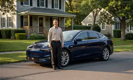 Car delivered to a driveway in Hampton Beach, New Hampshire, United States