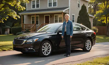 Car delivered to a driveway in Klondike Corner, New Hampshire, United States