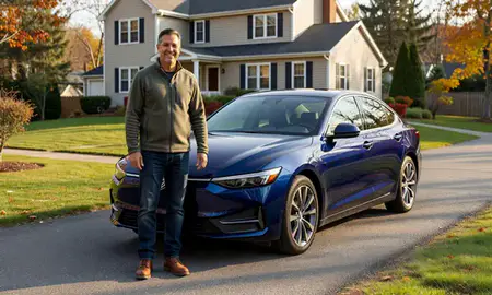 Customer with their delivered car in Nashua, New Hampshire, United States