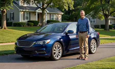 Car delivered to a driveway in Nashua, New Hampshire, United States