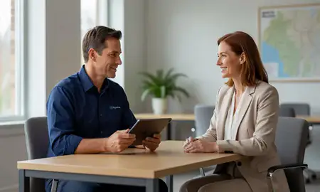 Customer discussing car shipping options in North Conway, New Hampshire, United States