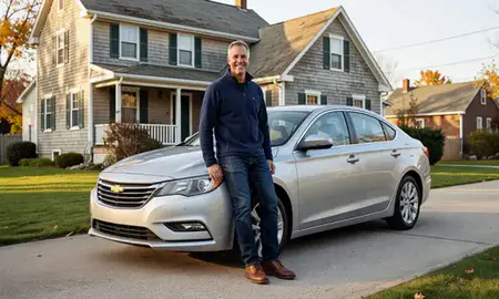 Customer with their delivered car in North Haverhill, New Hampshire, United States