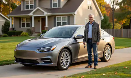 Car delivered to a driveway in North Haverhill, New Hampshire, United States