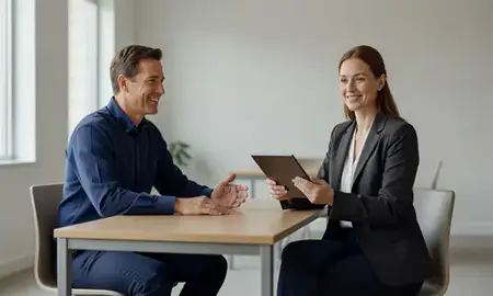 Customer discussing car shipping options in Portsmouth, New Hampshire, United States