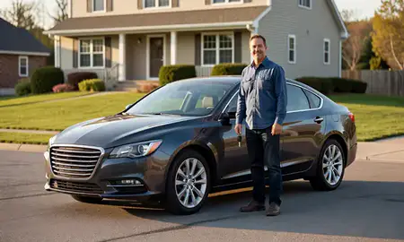 Car delivered to a driveway in Rochester, New Hampshire, United States