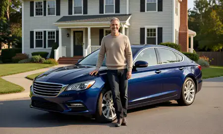 Customer with their delivered car in Sanbornville, New Hampshire, United States