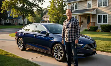 Car delivered to a driveway in Sanbornville, New Hampshire, United States