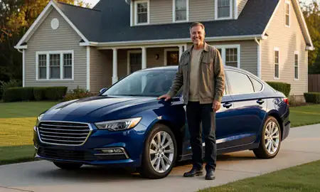 Customer with their delivered car in Somersworth, New Hampshire, United States