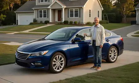 Car delivered to a driveway in Somersworth, New Hampshire, United States