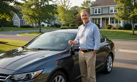 Car delivered to a driveway in South Hooksett, New Hampshire, United States