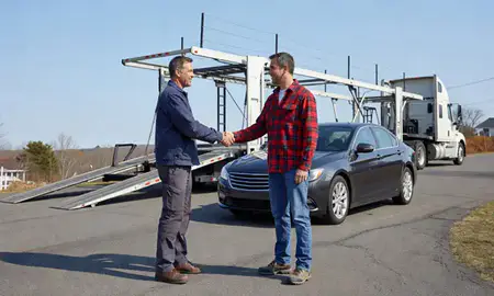 Vehicle owner beside their delivered car in South Hooksett, New Hampshire, United States