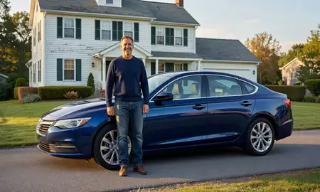 Customer with their delivered car in Suncook, New Hampshire, United States