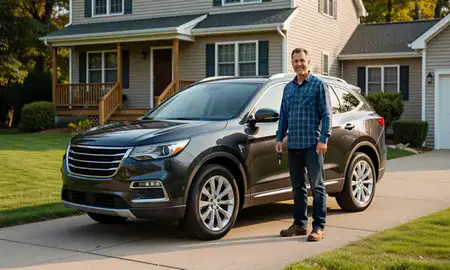 Car delivered to a driveway in Suncook, New Hampshire, United States
