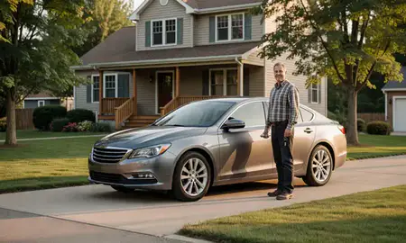 Car delivered to a driveway in Woodsville, New Hampshire, United States