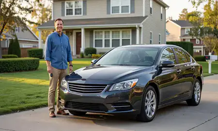 Car delivered to a driveway in New Jersey, United States