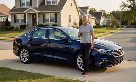 Car delivered to a driveway in Atlantic City, New Jersey, United States