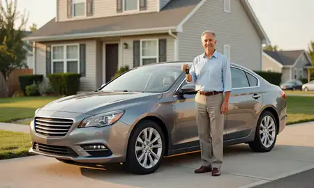 Car delivered to a driveway in Bayonne, New Jersey, United States