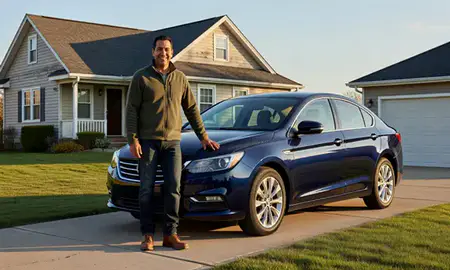 Customer with their delivered car in Camden, New Jersey, United States