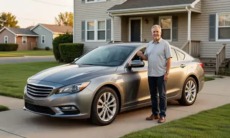 Car delivered to a driveway in Camden, New Jersey, United States