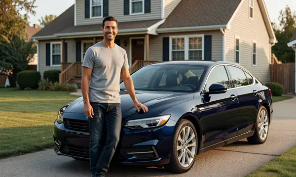 Customer with their delivered car in Clifton, New Jersey, United States