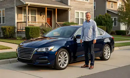 Car delivered to a driveway in Elizabeth, New Jersey, United States