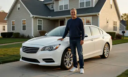 Customer with their delivered car in Fair Lawn, New Jersey, United States