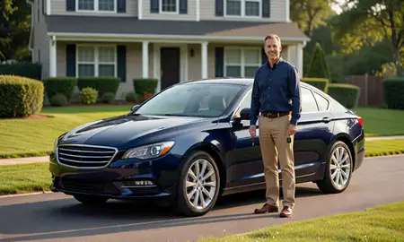 Car delivered to a driveway in Fort Lee, New Jersey, United States