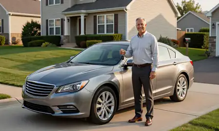 Car delivered to a driveway in Garfield, New Jersey, United States