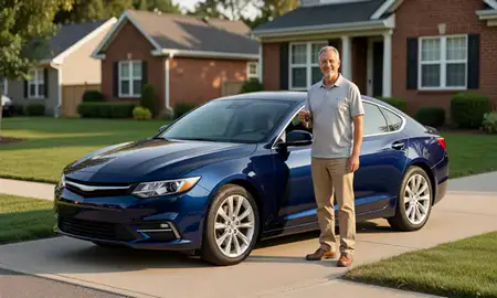 Car delivered to a driveway in Hackensack, New Jersey, United States