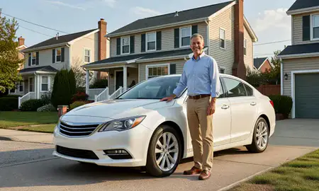 Customer with their delivered car in Hoboken, New Jersey, United States