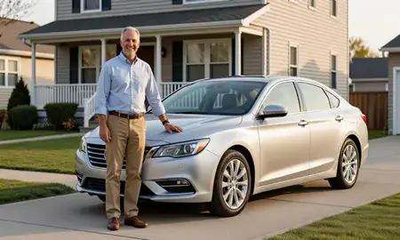 Customer with their delivered car in Jersey City, New Jersey, United States
