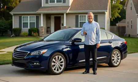 Car delivered to a driveway in Linden, New Jersey, United States