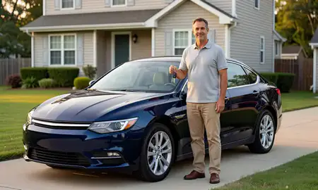 Car delivered to a driveway in Long Branch, New Jersey, United States
