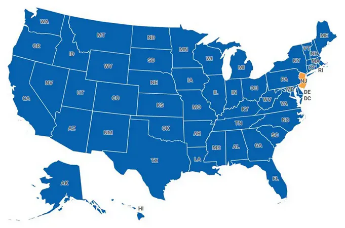 Map of New Jersey, United States