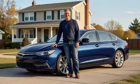 Customer with their delivered car in New Brunswick, New Jersey, United States
