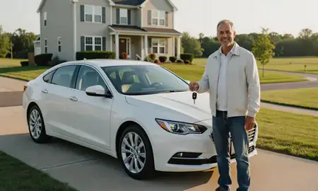 Car delivered to a driveway in New Brunswick, New Jersey, United States